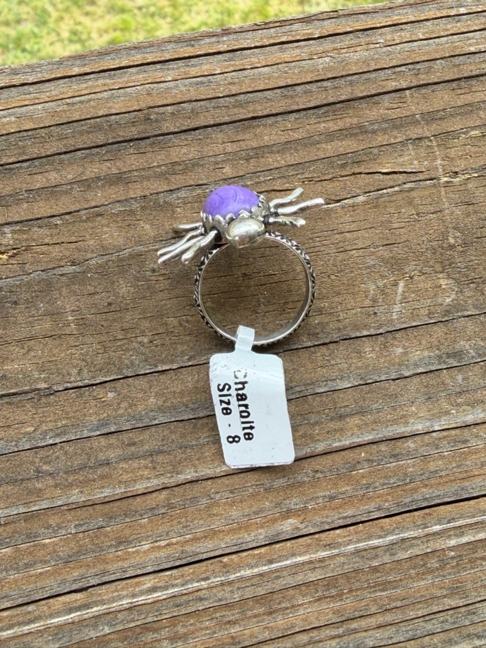 Silver Spider Ring with Purple Stone NWT - Picture 4 of 7